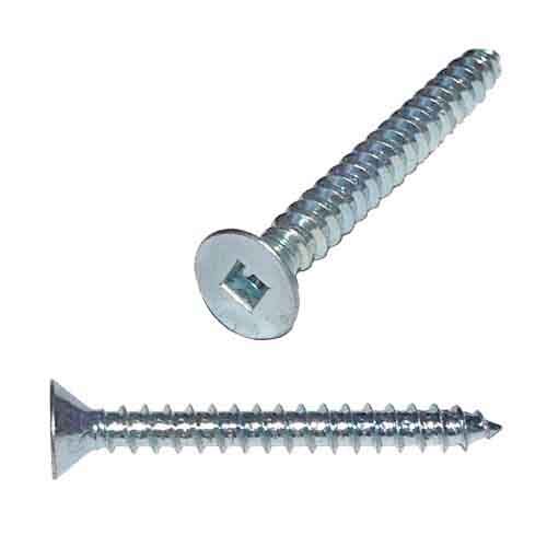 FSQTS634 #6 X 3/4" Flat Head, Square Drive, Tapping Screw, Type A, Zinc